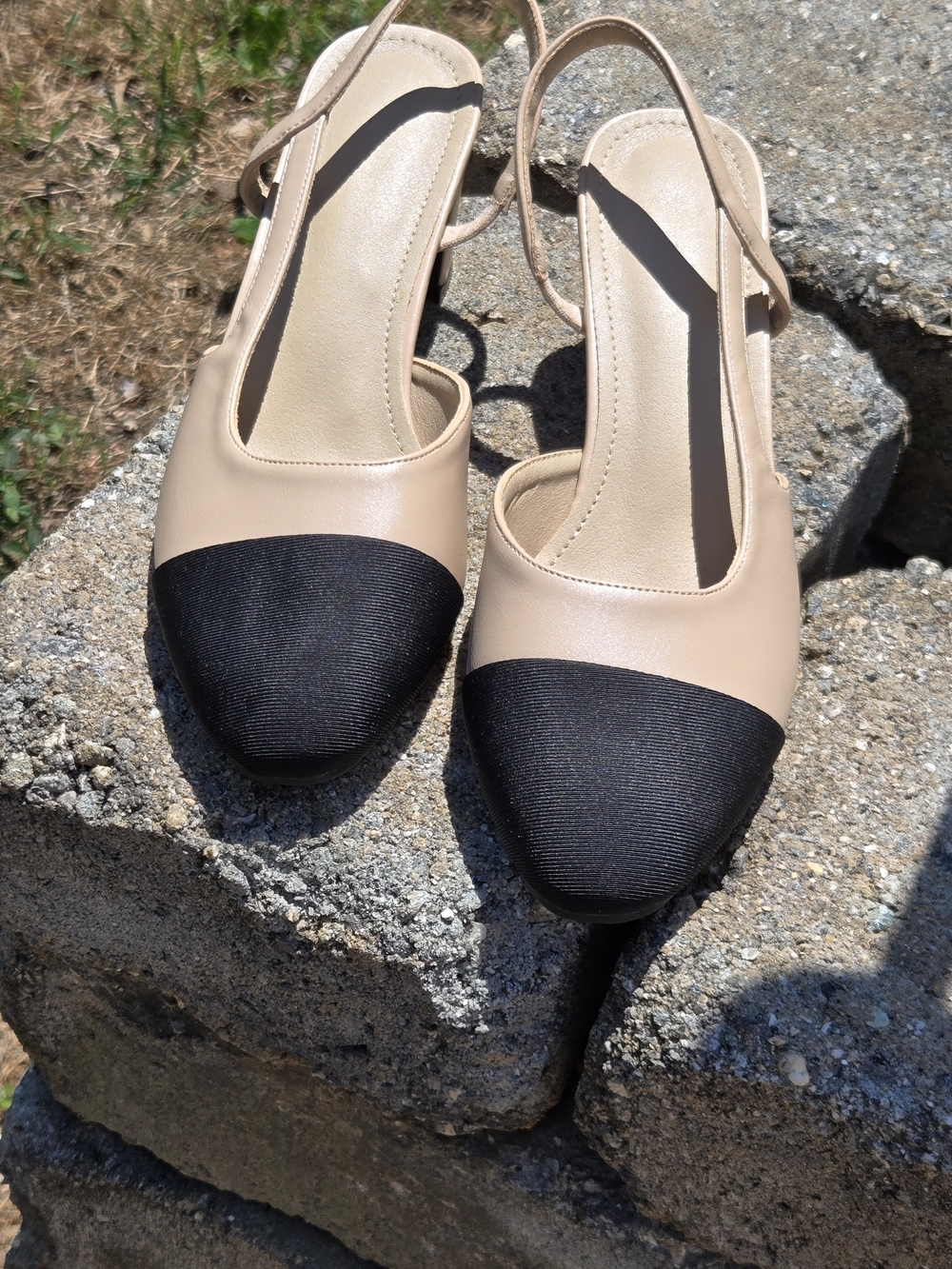 Nude and Black Two-Tone Slingback Heels(Inspired Look)